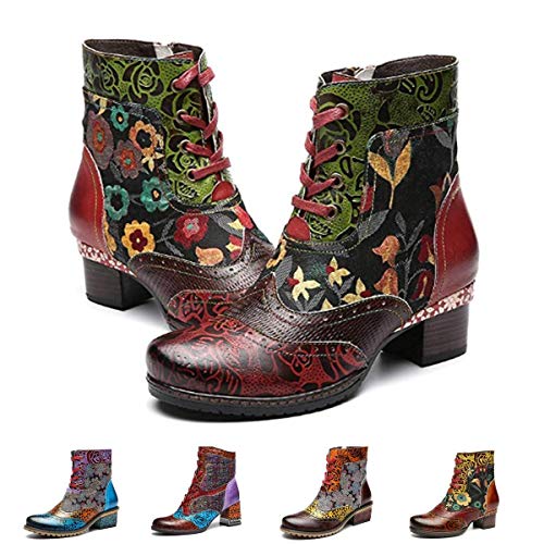 Gracosy Ankle booties for Women, Vintage Fashion Boots.