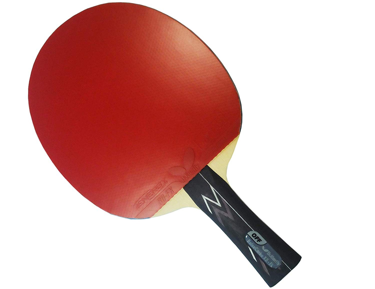 Butterfly Balsa Carbo X5 Pro-line Table Tennis Racket - Ittf Professional Ping Pong Paddle – Carbon Blade Assembled With Tenergy 80 Fx 2.1mm Red and Black Table Tennis Rubber