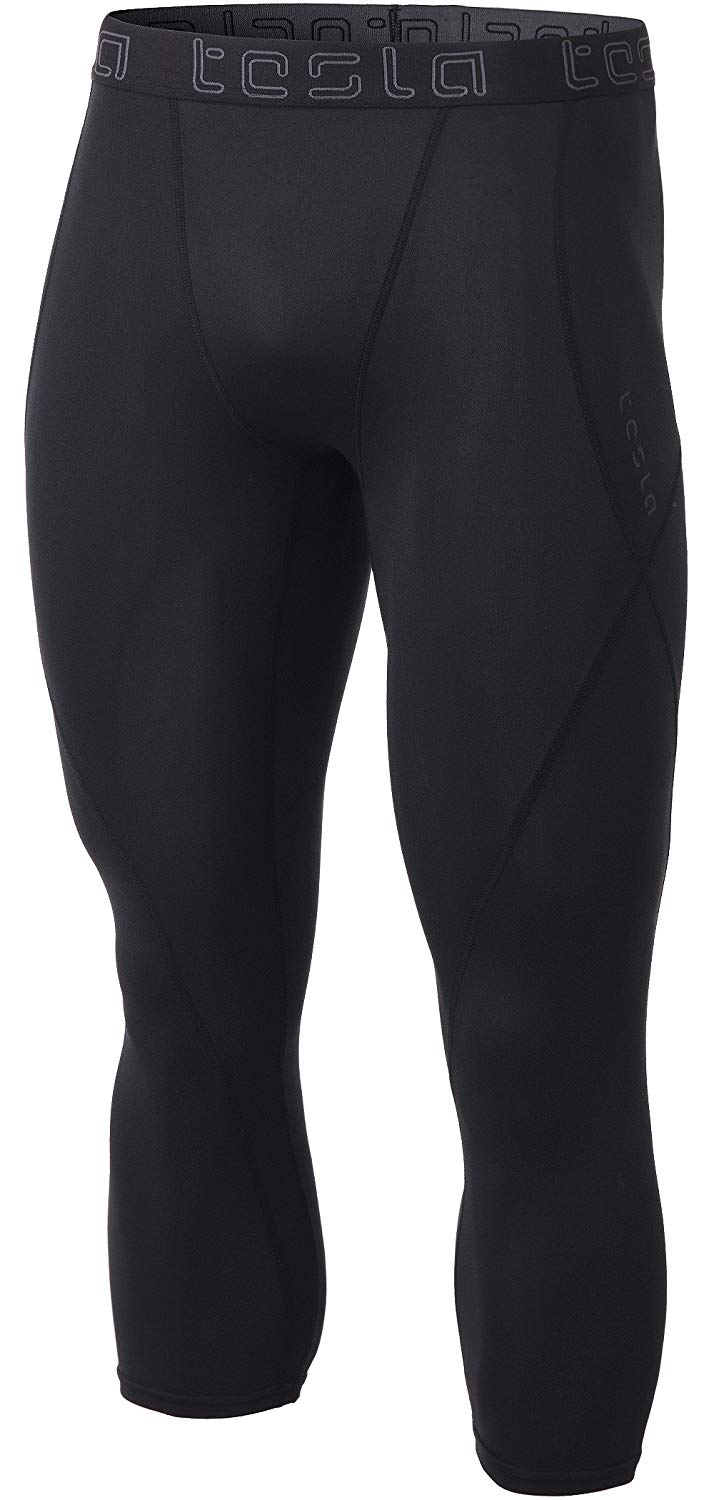 TSLA Men's Compression 3/4 Capri Pants