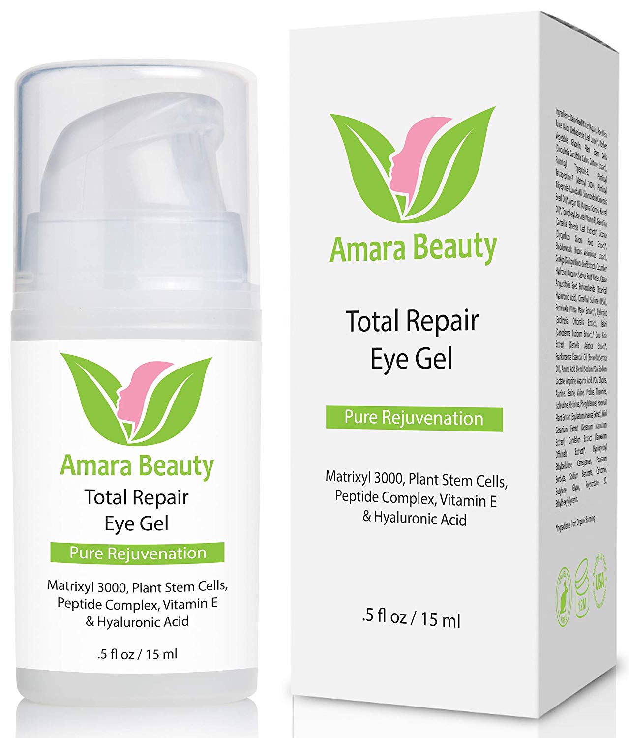 Amara Organics, Eye Cream Gel For Dark Circles and Puffiness