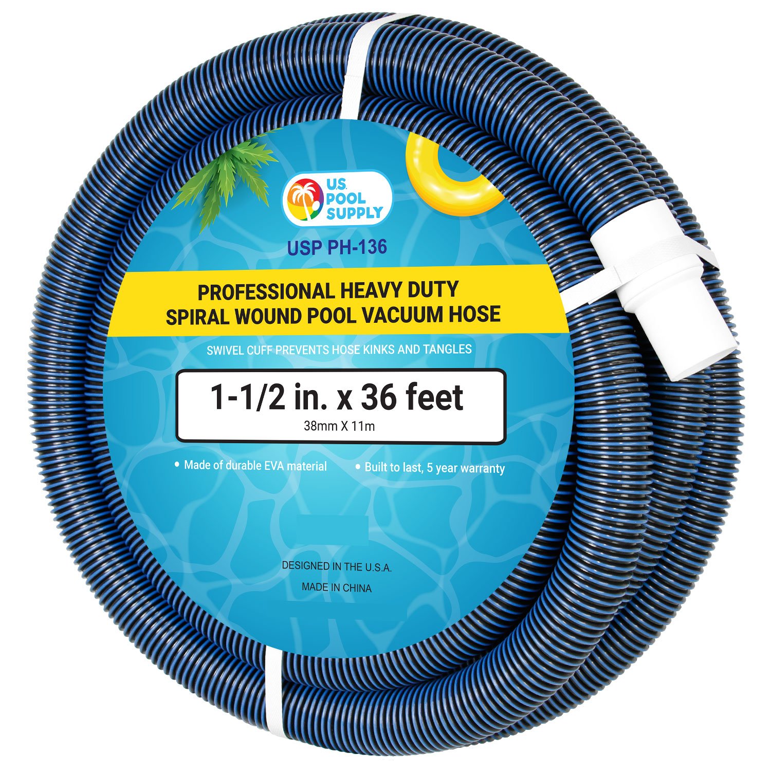 U.S. Pool Supply, Professional Heavy-Duty Spiral Wound Swimming Pool Vacuum Hose