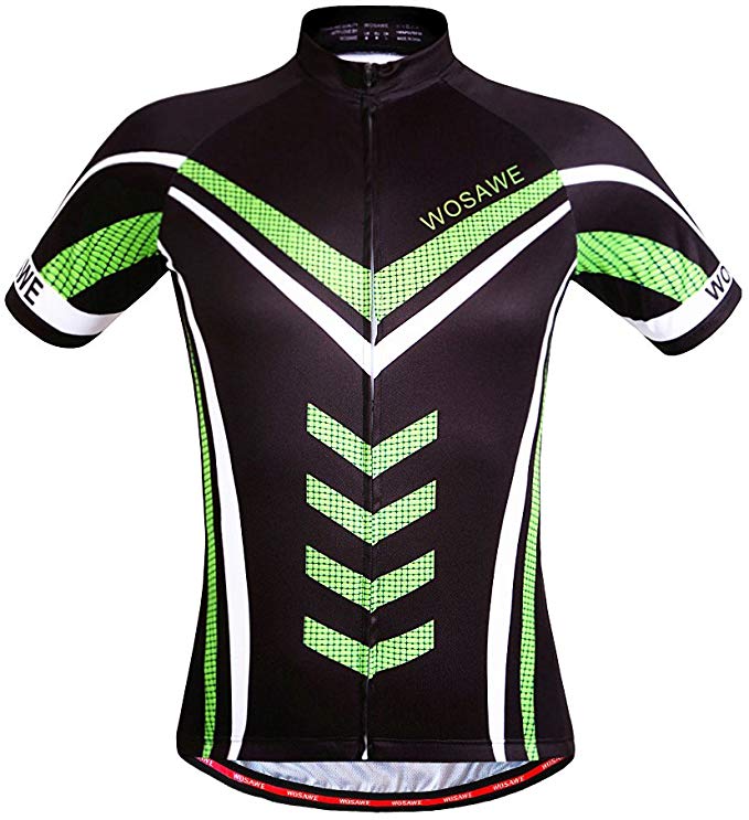 WOSAWE Men's Breathable Short Sleeve Cycling Jersey Padded Shorts Quick Dry