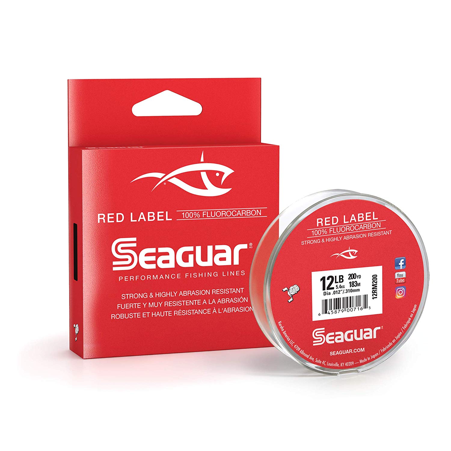 Seaguar Red Label 100% Fluorocarbon 200 Yard Fishing Line.