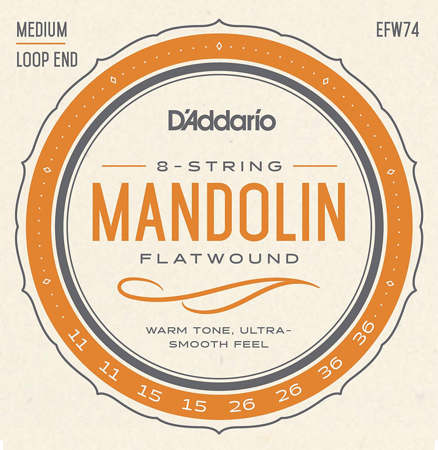 D'addario Efw74 Phosphor Bronze Flatwound Mandolin Strings, Medium, 11-36. D'addario Efw74 Phosphor Bronze Flatwound Mandolin Strings, Medium, 11-36.
