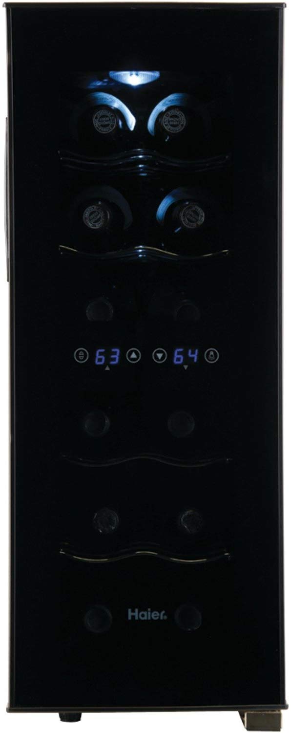 Haier 12-Bottle Dual Zone Curved Door with Smoked Glass Wine Cellar. Haier 12-Bottle Dual Zone Curved Door with Smoked Glass Wine Cellar.