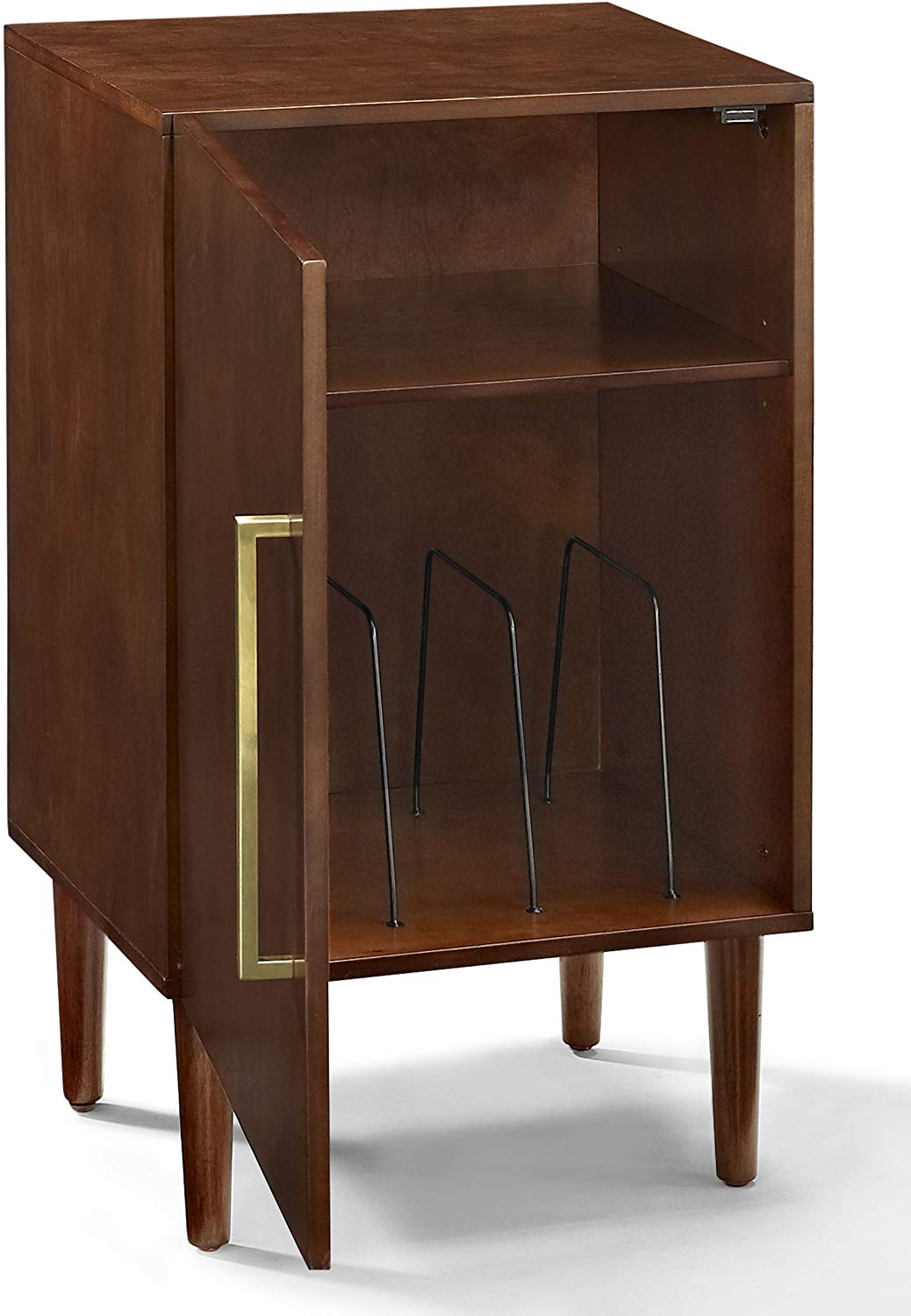 Crosley Furniture Everett Mid-Century Modern Record Player Stand, Mahogany.