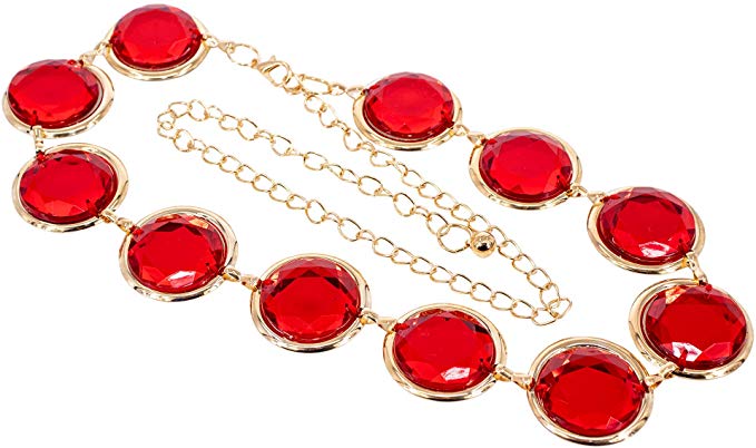 C-ZOFEK Teen Titans Anime Cosplay Waist Belt red Stone Chain C-ZOFEK Teen Titans Anime Cosplay Waist Belt red Stone Chain