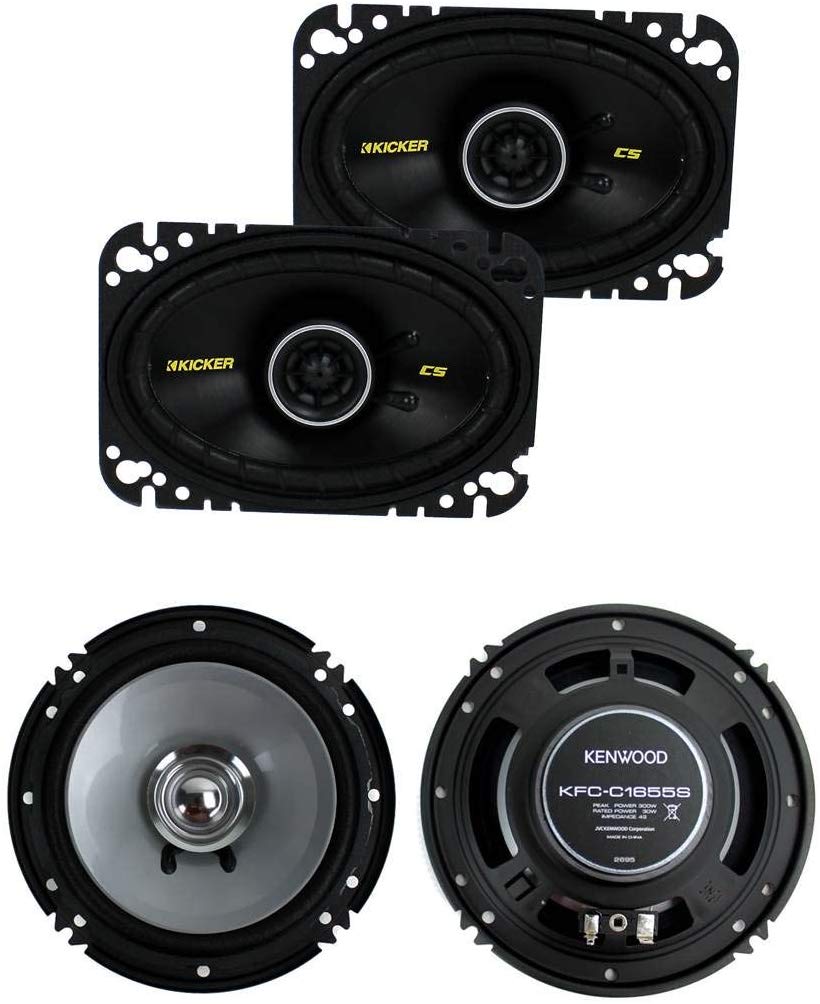 2-Kicker 40CS464 4x6" 150W 2 Way Car Coaxial + Kenwood KFC-C1655S 6.5" Sp 2-Kicker 40CS464 4x6" 150W 2 Way Car Coaxial + Kenwood KFC-C1655S 6.5" Sp