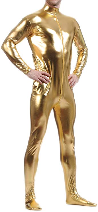 Seeksmile Unisex Metallic Lycra Bodysuit Zentai Without Hood