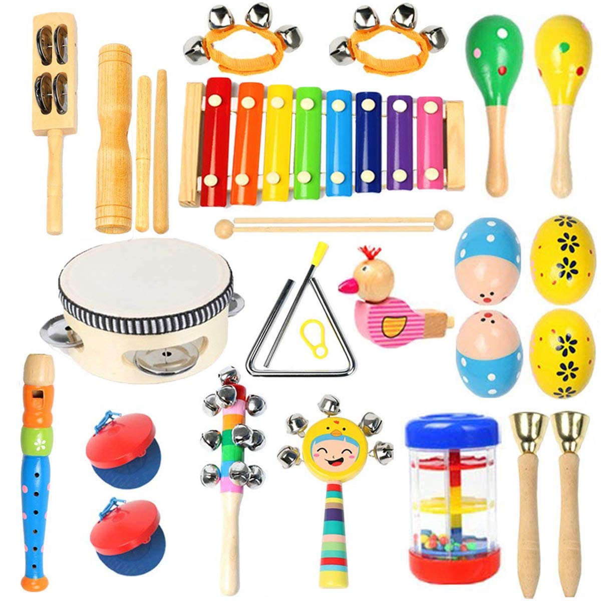 Toddler Musical Instruments by Ehome 15 Types 22pcs Wooden Percussion Instruments Toy for Kids Toddler Musical Instruments by Ehome 15 Types 22pcs Wooden Percussion Instruments Toy for Kids