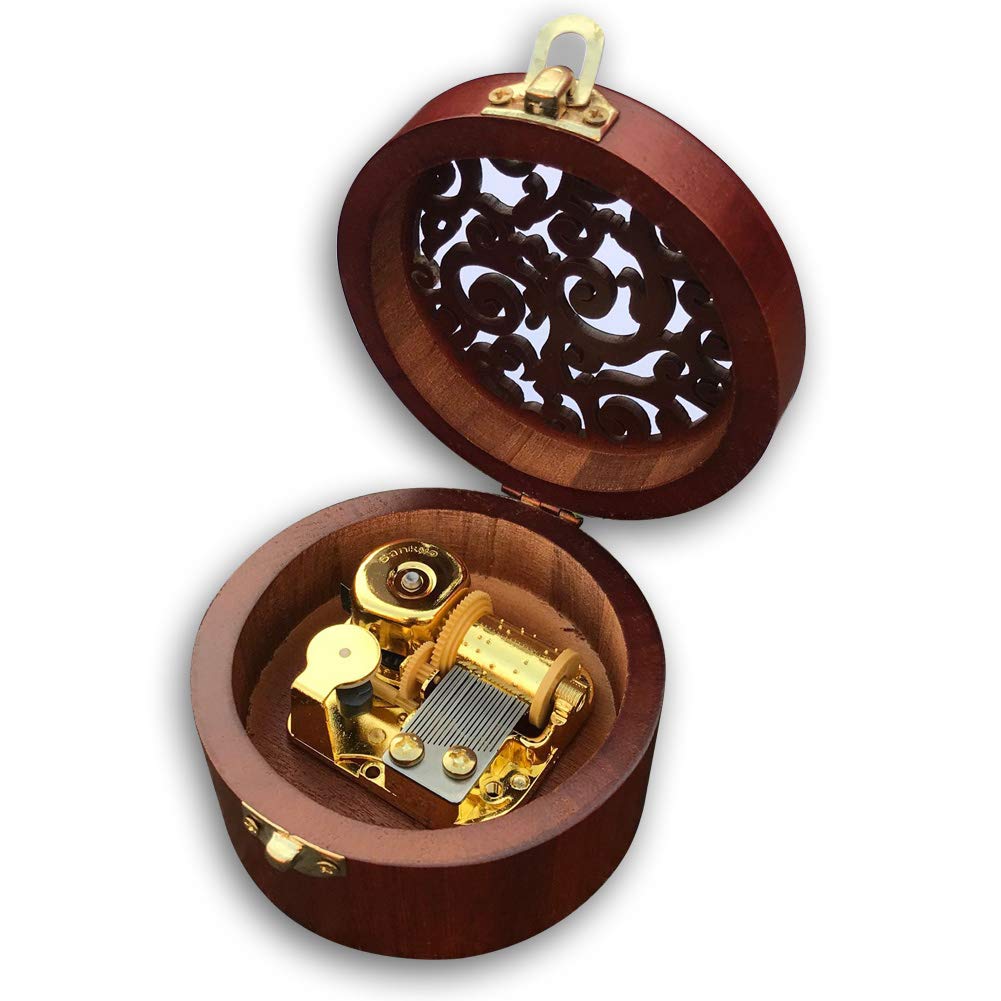 Play (Hedwigs Theme) Brown Wooden Circular Hollow Out Music Box