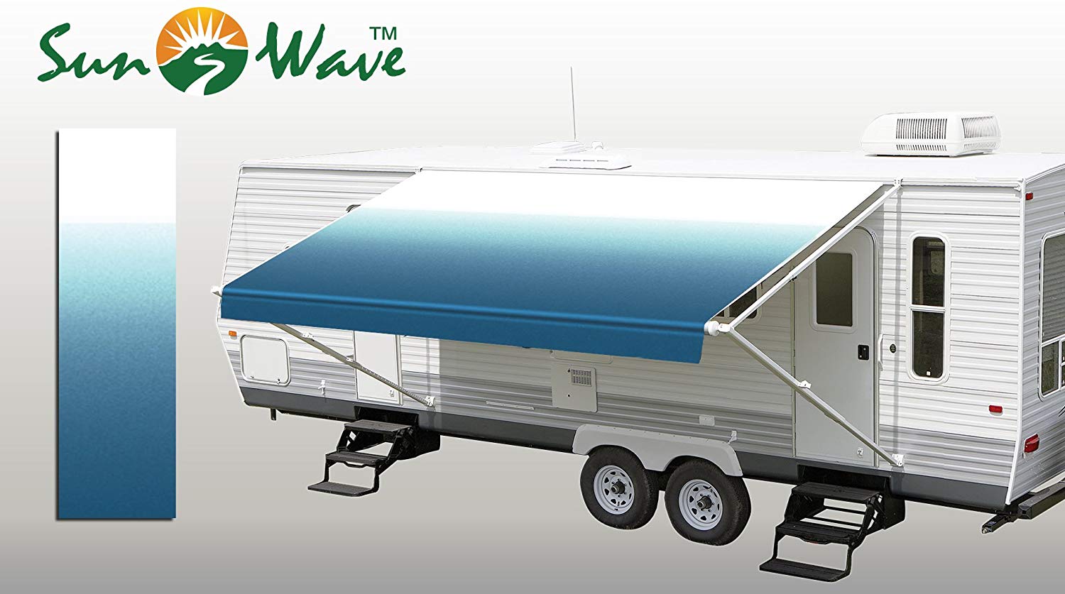 SunWave Ocean Blue Fade Awning Fabric