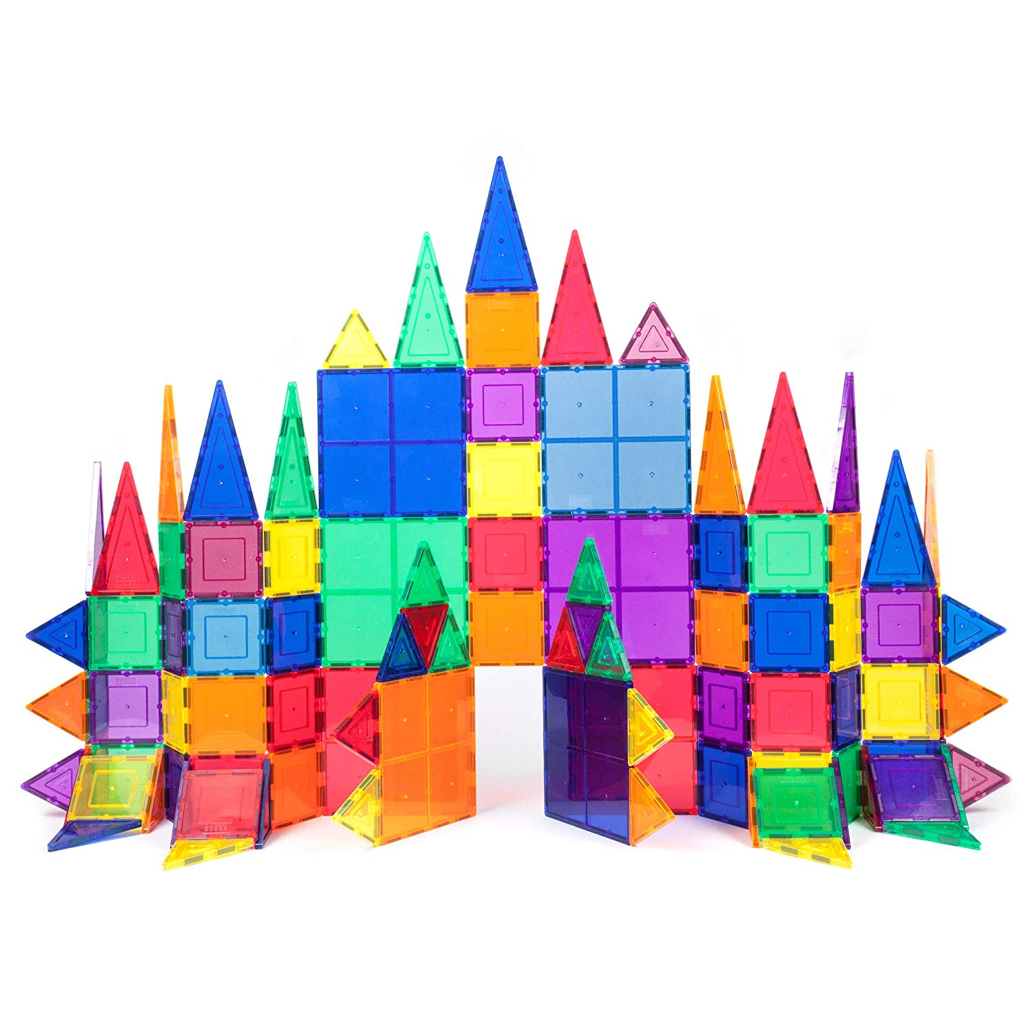 PicassoTiles 100 Piece Set 100pcs Magnet Building Tiles Clear Magnetic 3D Building Blocks Construction