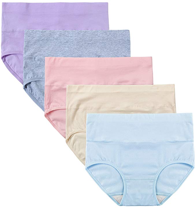 Innersy Women's High Waist Solid Color Tummy Control Cotton ​