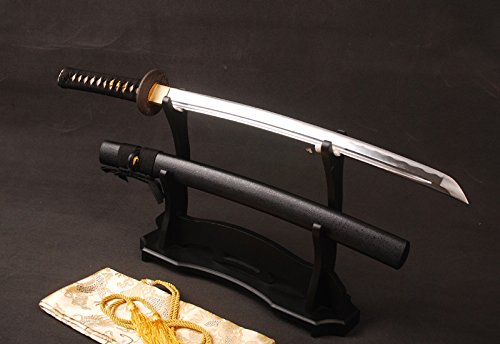 Shijian Handmade Samurai Wakizashi Full Tang Sharp Edge Knives Functional Sword Hand Forged 1060 Carbon Steel Blade with Wooden Scabbard. Shijian Handmade Samurai Wakizashi Full Tang Sharp Edge Knives Functional Sword Hand Forged 1060 Carbon Steel Blade with Wooden Scabbard.