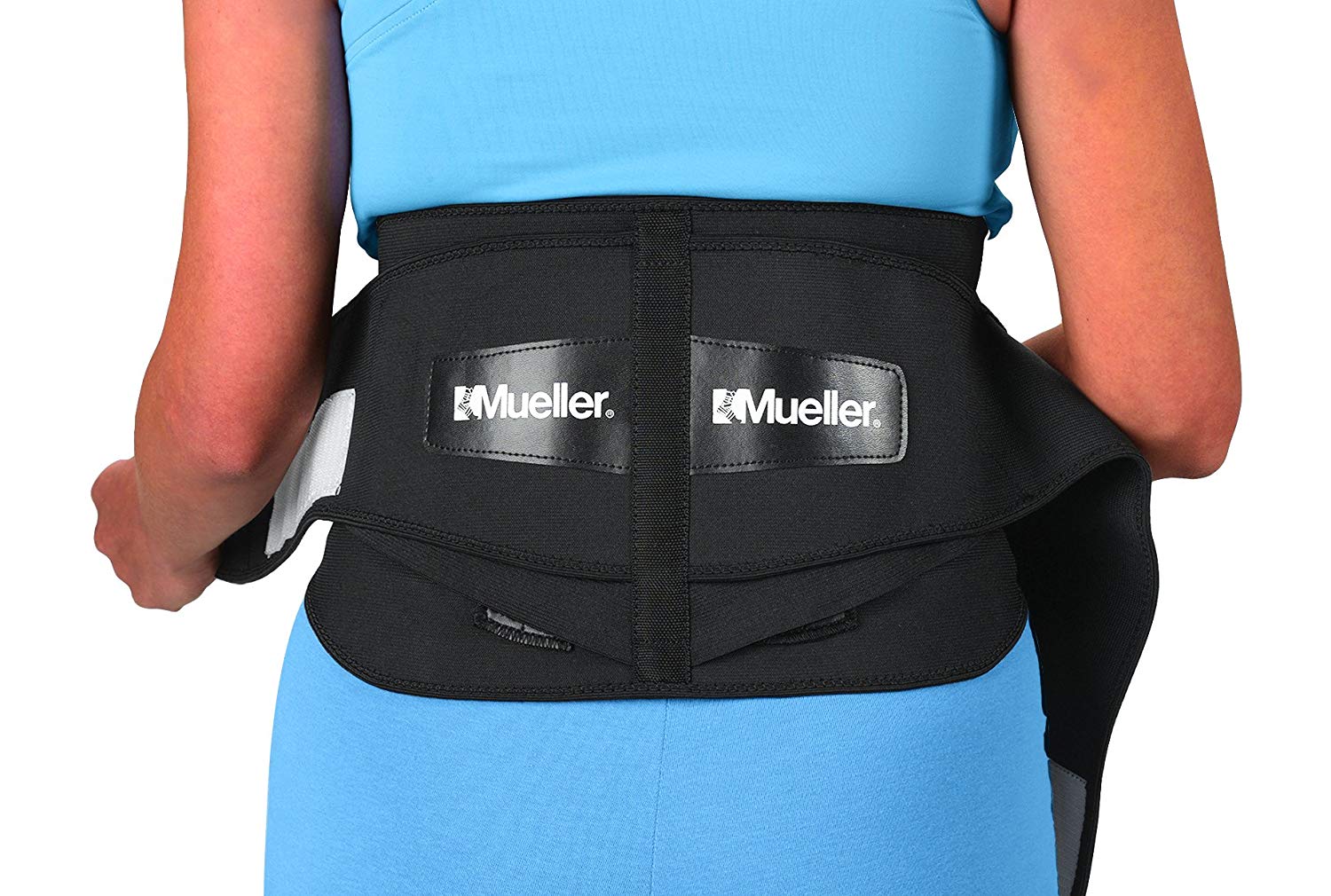 Mueller 255 Lumbar Support Back Brace with Removable Pad, Black, Regular