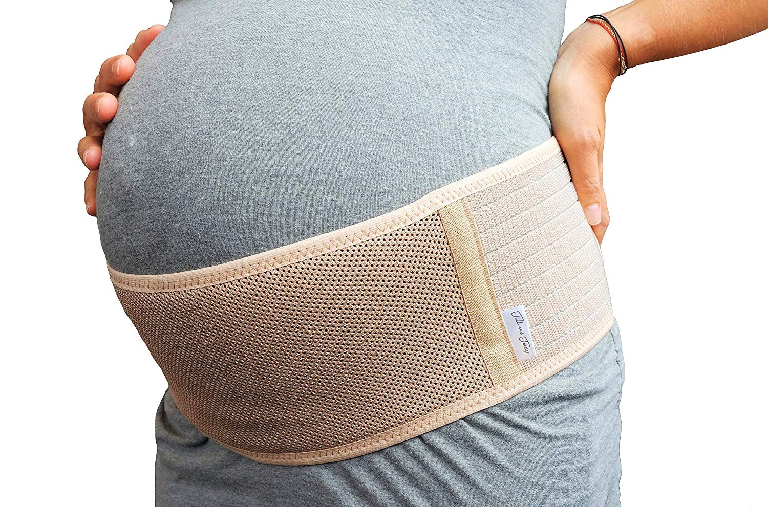 JILL&JOEY Maternity Belt, Pregnancy Back Support, Breathable Belly Band, One Size, Beige.