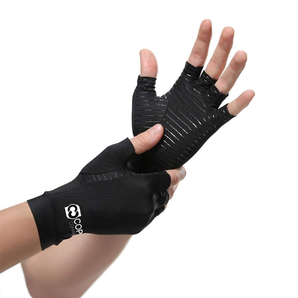 Copper Compression Arthritis Gloves - Guaranteed Highest Copper Content Carpal Tunnel, Computer Typing, And Everyday Support for Hands (1 Pair)