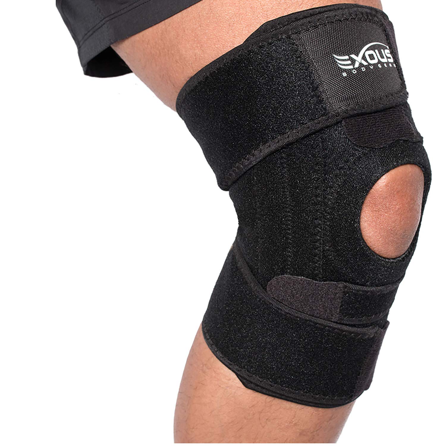 EXOUS Knee Brace Support Protector - Relieves Patella Tendonitis - Jumpers Knee Meniscus Tear - ACL Lateral & Medial Ligament Sprains Comfort Design True Non-Slip FIT for Arthritis - Sport – Running.