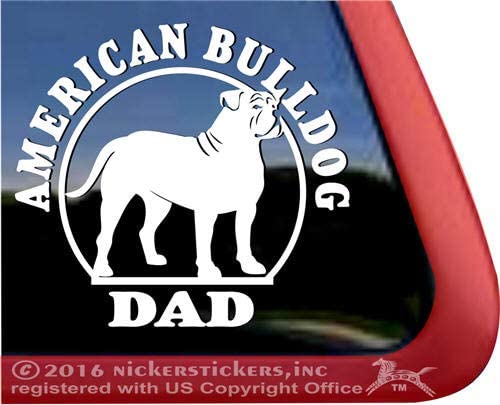NickerStickers Bully Dad ~ American Bulldog Vinyl Window Decal