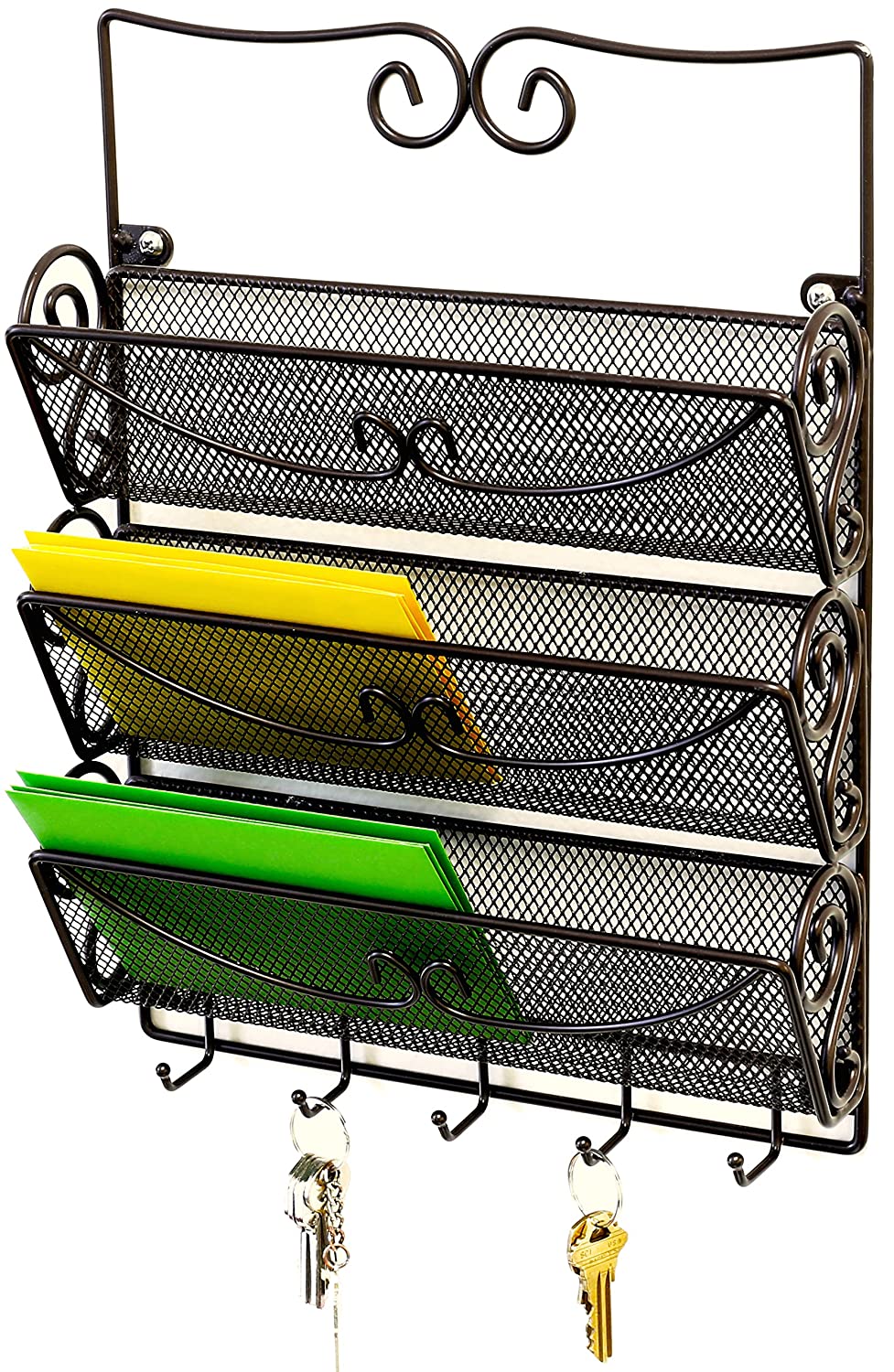 Decobros Wall Mount 3 Tier Letter Rack Decobros Wall Mount 3 Tier Letter Rack