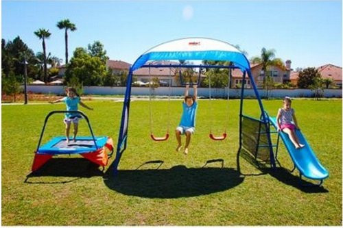 Kids Outdoor Playground Includes Trampoline
