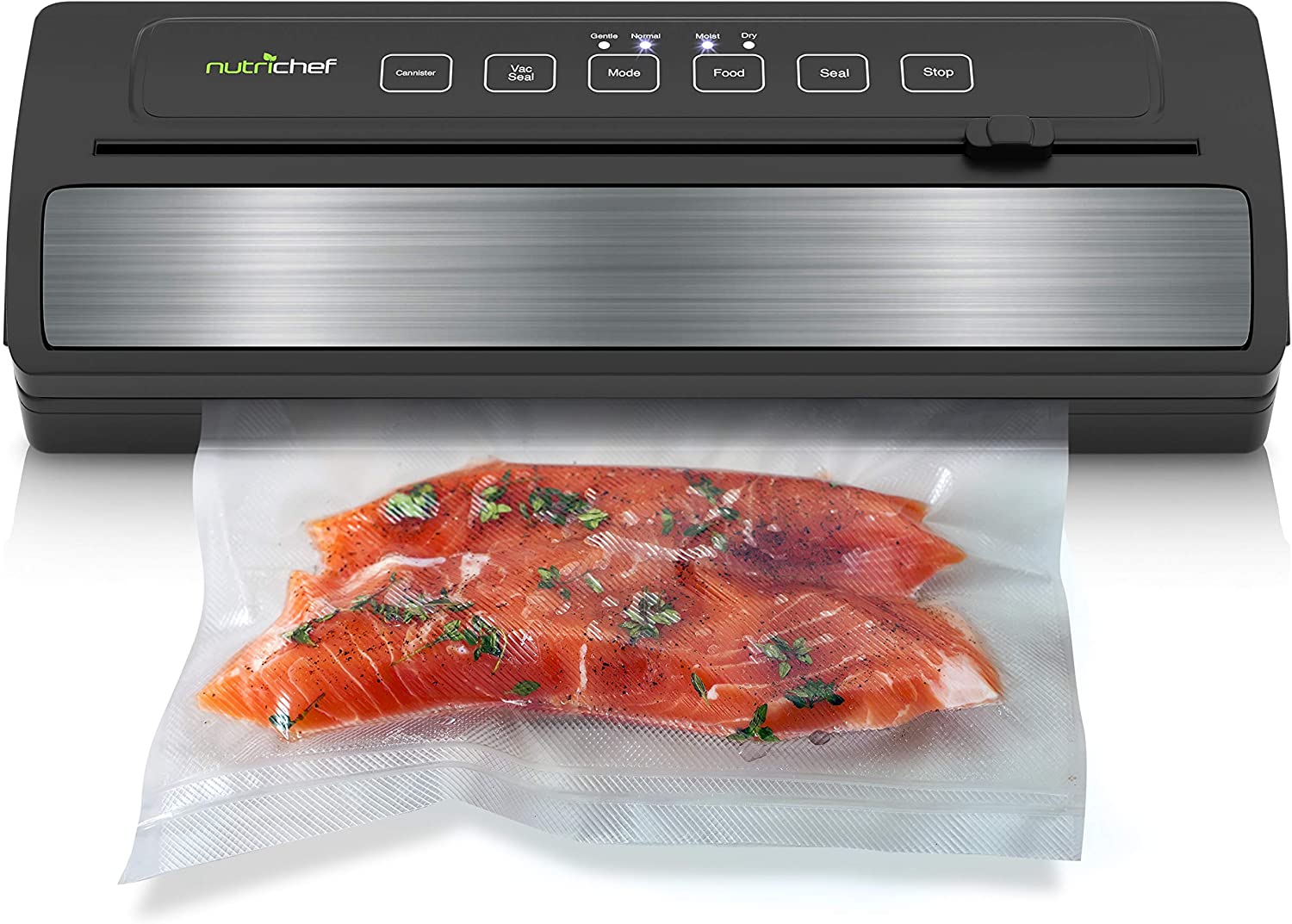 NutriChef Upgraded Vacuum Sealer | Automatic Vacuum Air Sealing System For Food Preservation w/ Starter Kit | Compact Design | Lab Tested | Dry & Moist Food Mode, Built-in Bag Cutter, 2018 Model NutriChef Upgraded Vacuum Sealer | Automatic Vacuum Air Sealing System For Food Preservation w/ Starter Kit | Compact Design | Lab Tested | Dry & Moist Food Mode, Built-in Bag Cutter, 2018 Model