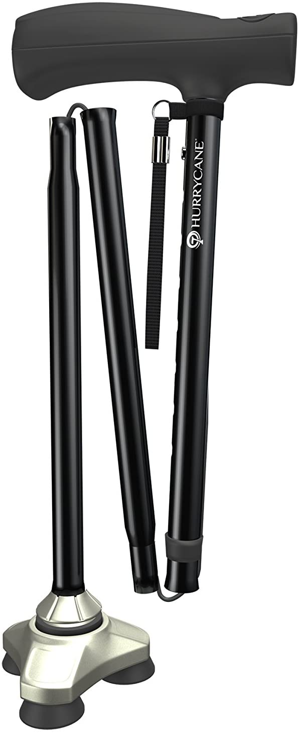 HurryCane Freedom Edition Folding Cane with T Handle, Original Black