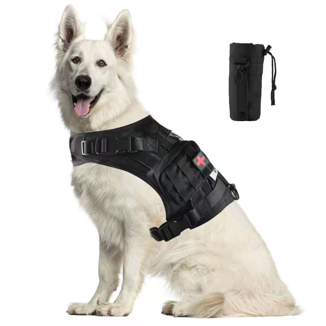 Hanshengday Tactical Dog Vest-Training Molle Harness-Tactical Dog Backpack-Pet Tactical -Vest Detachable Pouches-Reflective Patches