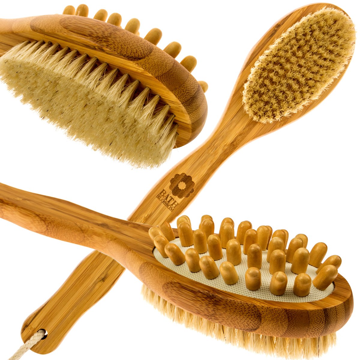 Bath Blossom Bamboo Body Brush for Back Scrubber