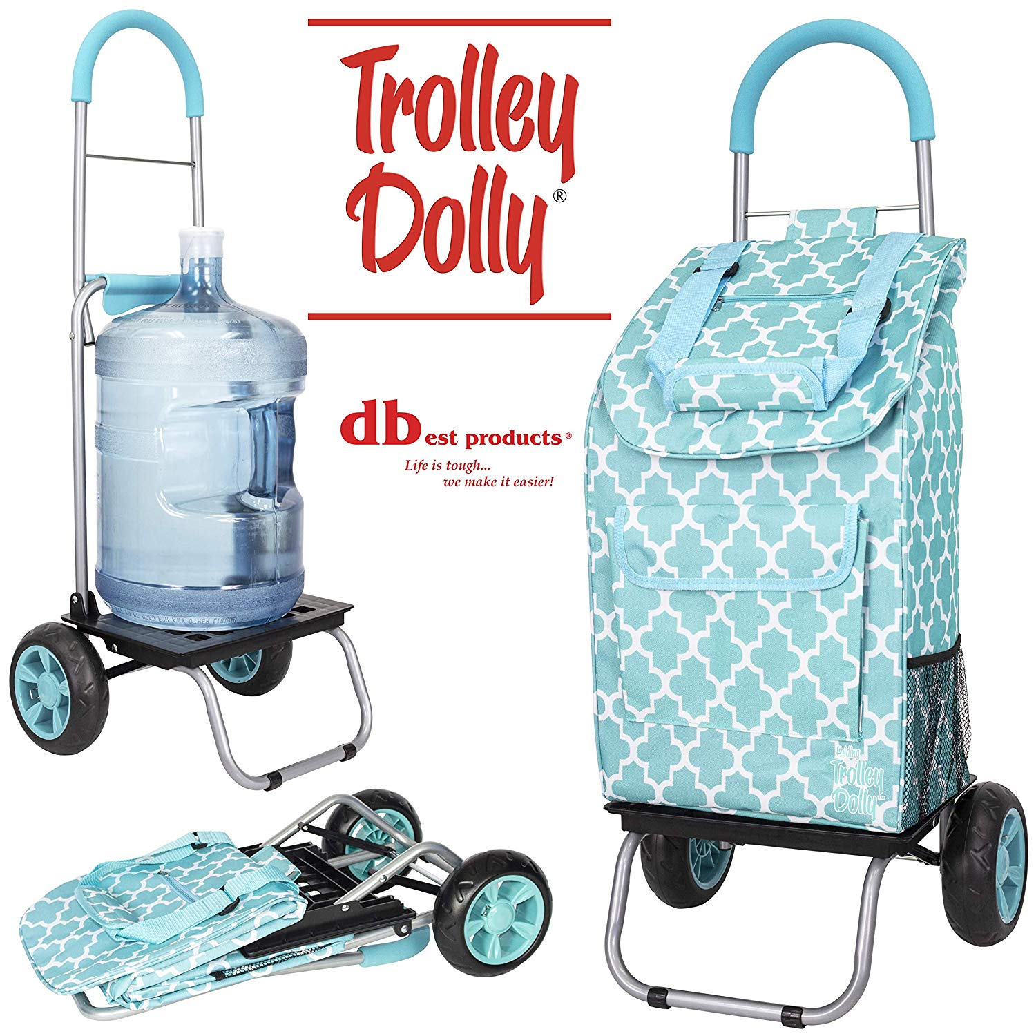 Dbest products Trolley Dolly, Moroccan Tile Shopping Grocery Foldable Cart Dbest products Trolley Dolly, Moroccan Tile Shopping Grocery Foldable Cart