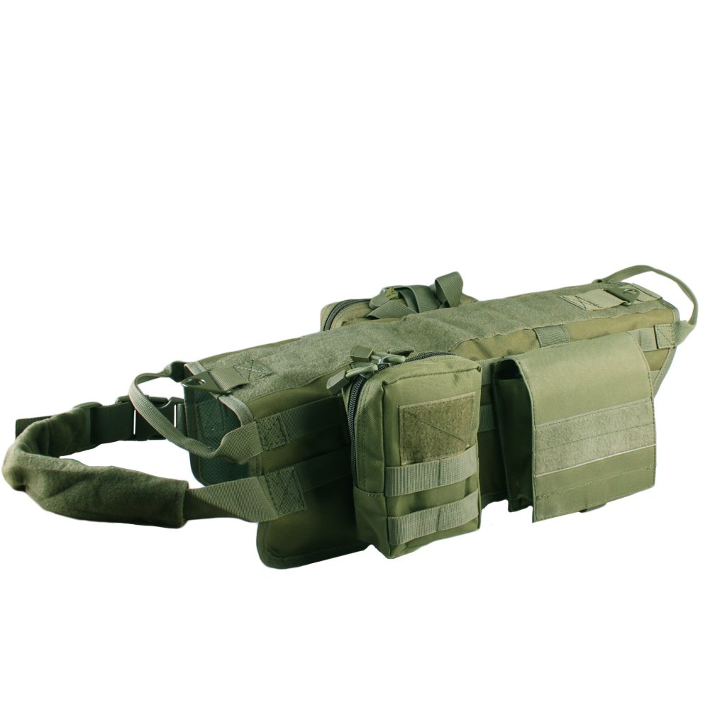 Darkyazi Dog Tactical Military Vest Training Outdoor Molle Camouflage Harness with 3 Detachable Pouches