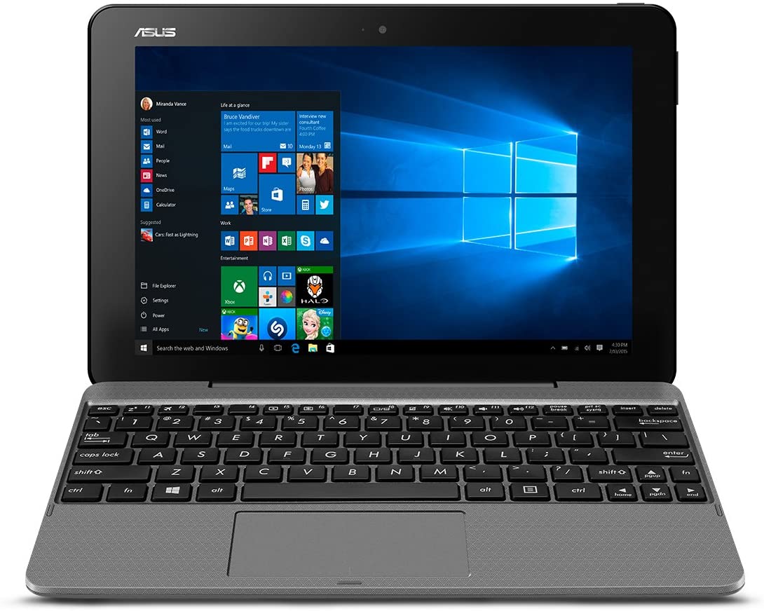 ASUS Transformer Book T101HA-C4-GR 10.1-Inch 2-in-1 Ultraportable Laptop with Intel Core X5 1.44 GHz 4GB 64GB HD Windows 10 Touchscreen, Gray