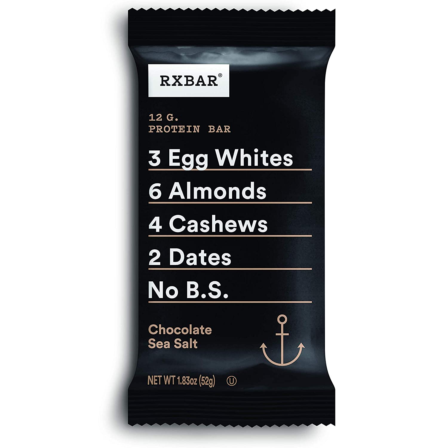 RXBAR, Chocolate Sea Salt, Protein Bar, 1.83 Ounce (Pack of 12) Breakfast Bar, High Protein Snack