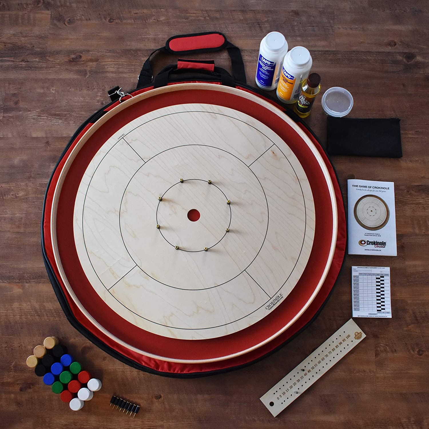 Red Tournament Board Crokinole Set