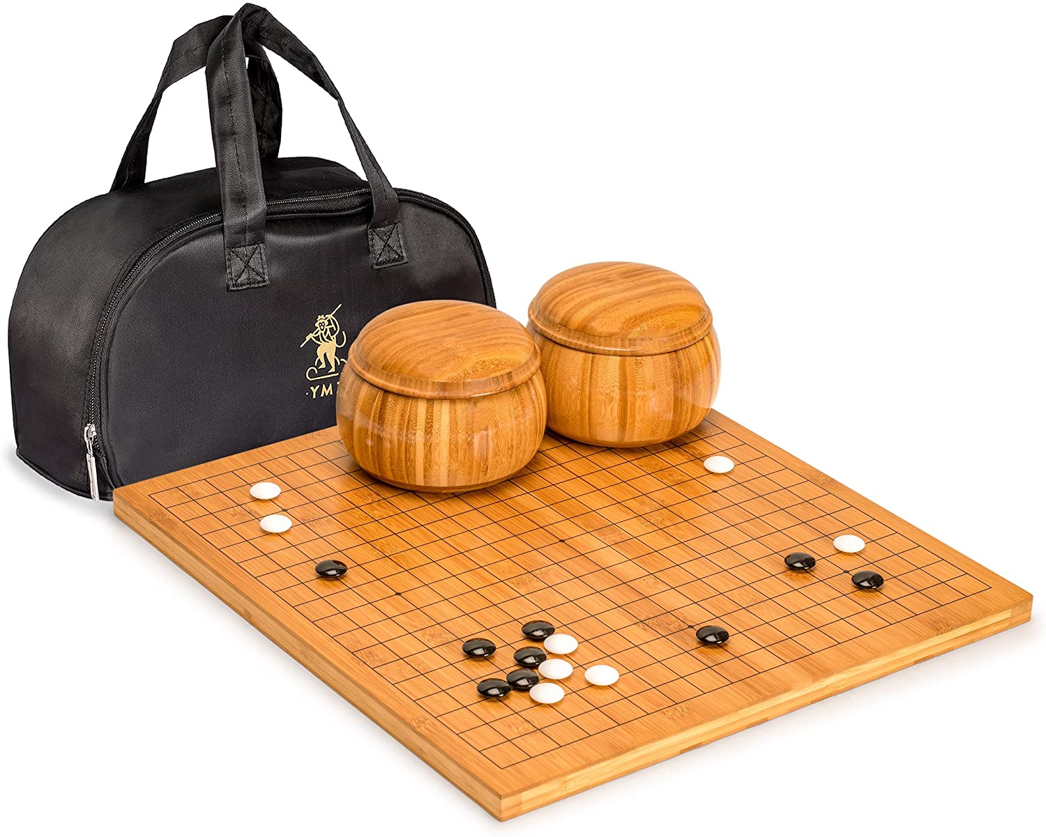 Yellow Mountain Imports Bamboo 0.8 Inch Etched Go Game Board Set