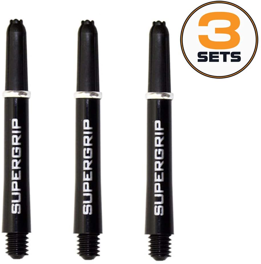 Art Attack Harrows Supergrip Tweenie Dart Shafts, Polycarbonate Stems, Machined Rings, Black & Silver (3 Sets)