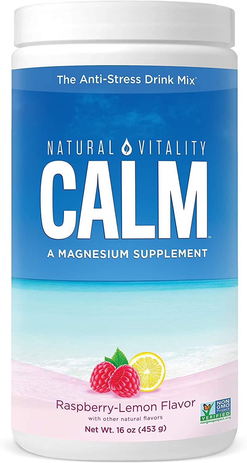 Natural Vitality Calm, Magnesium Citrate Supplement Powder, Anti-Stress Drink Mix, Raspberry Lemon - 16ounce (Package May Vary)