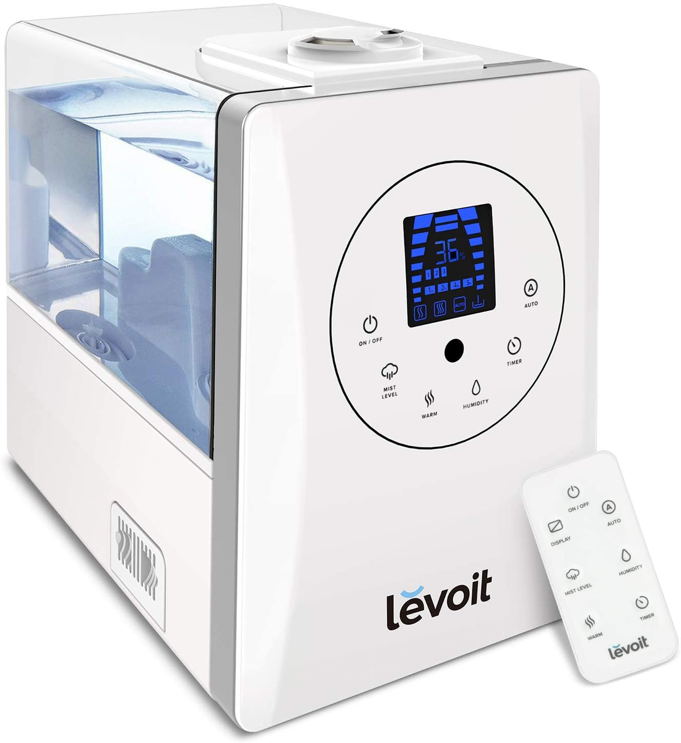 LEVOIT Humidifiers for Large Room Bedroom (6L), Warm and Cool Mist Ultrasonic Air Humidifier for Home Whole House Babies Room, Customized Humidity, Remote, Germ-Free and Whisper-Quiet 