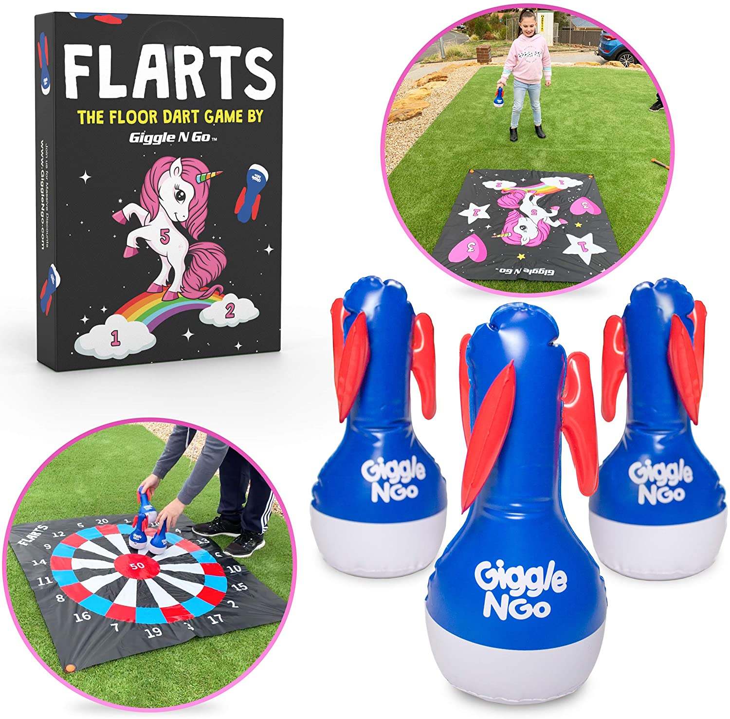GIGGLE N GO Unicorn Lawn Darts Outdoor Games for Family