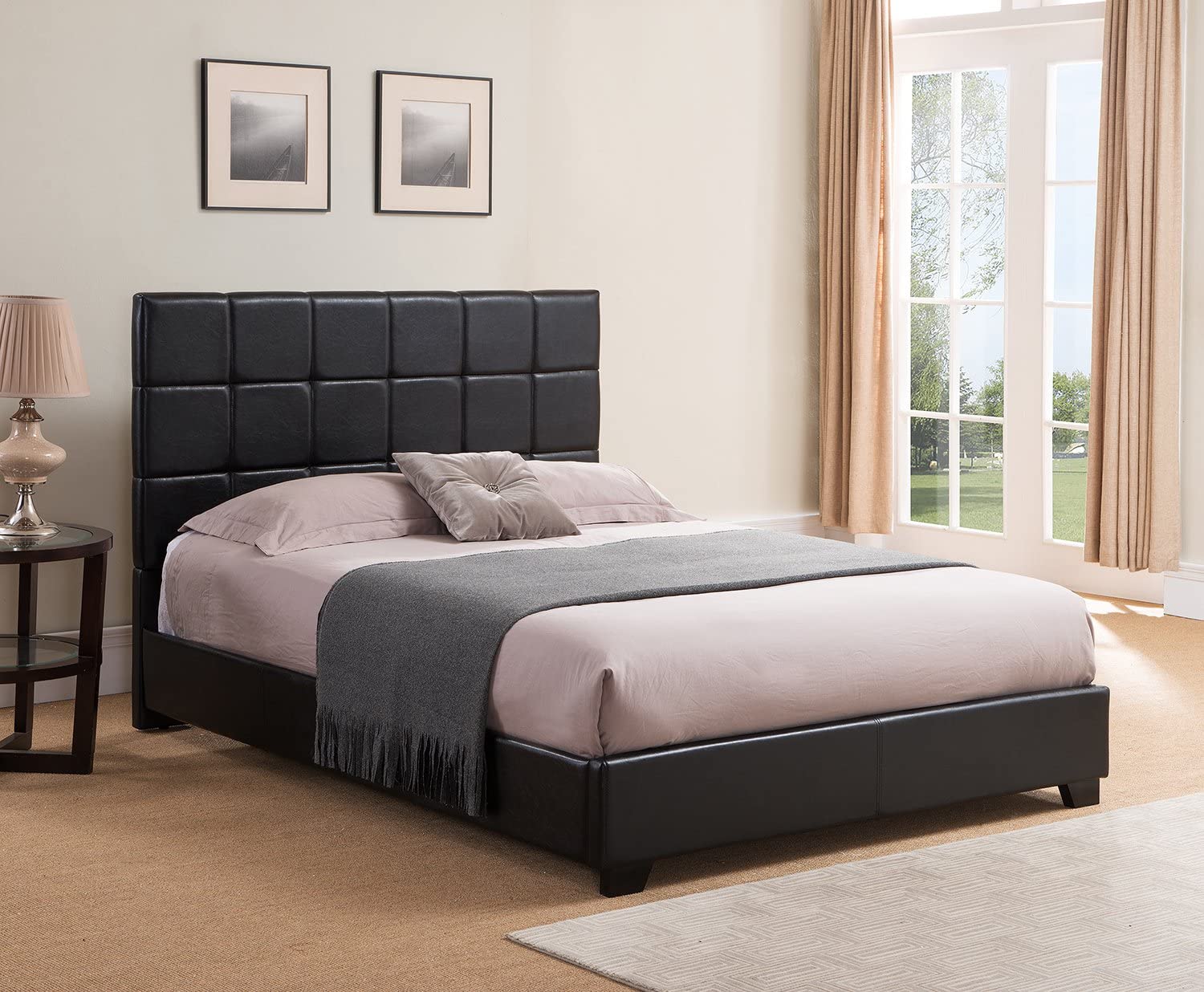 Mantua Kenville Black Upholstered Platform Bed Mantua Kenville Black Upholstered Platform Bed