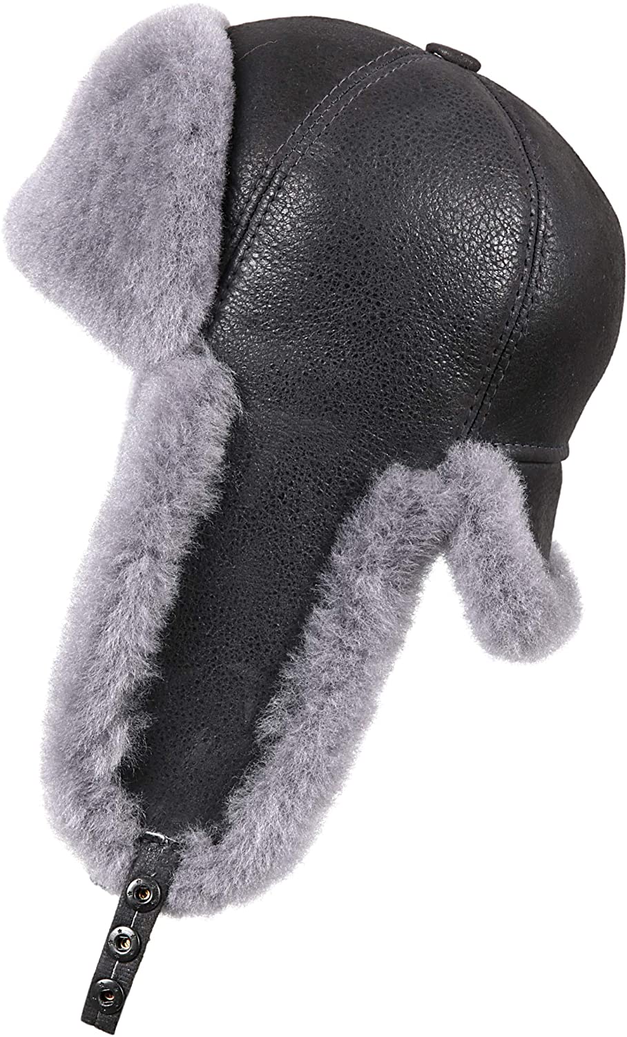 Zavelio Men's Shearling Sheepskin 6 Panel Russian Ushanka Fur Hat