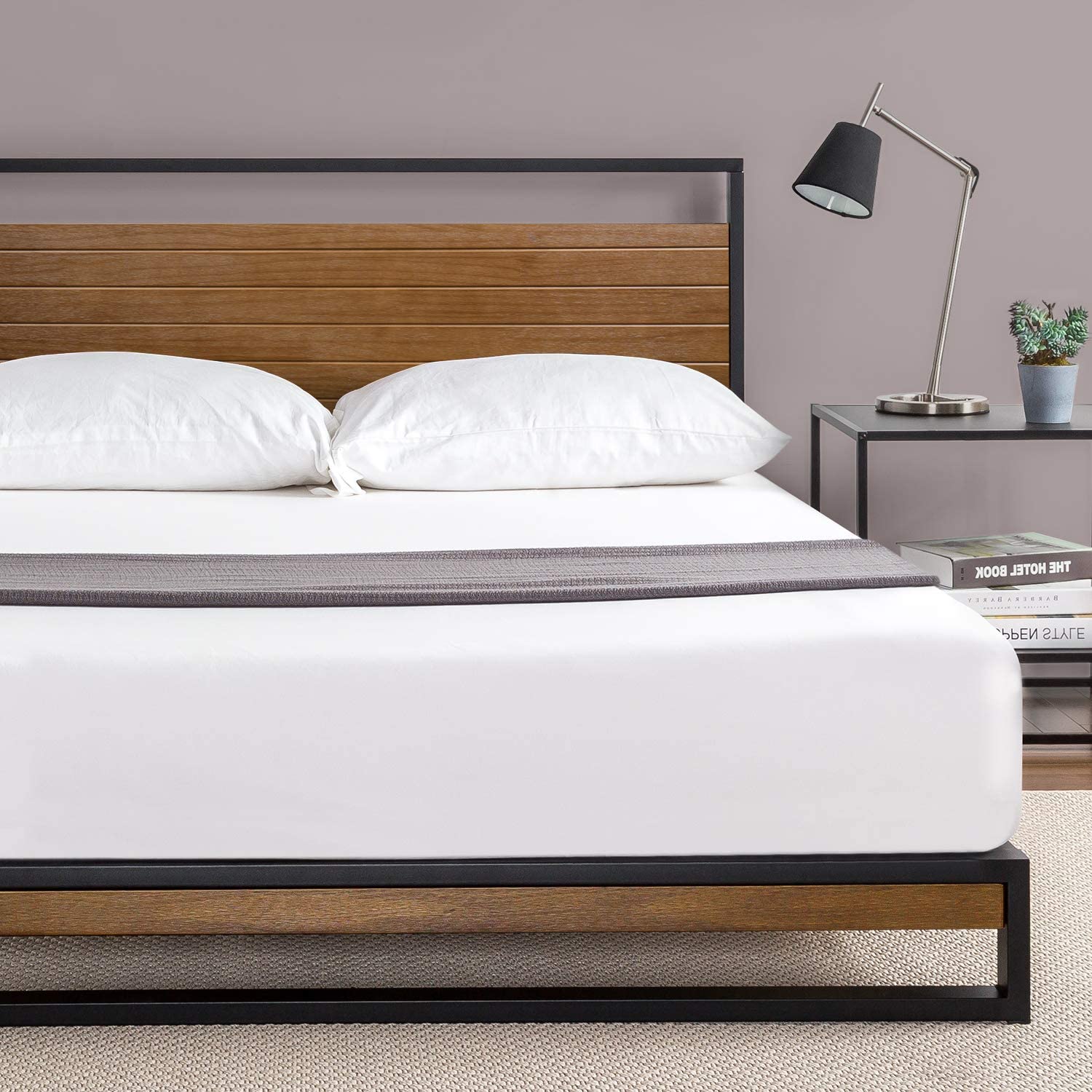 Zinus Suzanne Metal and Wood Platform Bed With Headboard Zinus Suzanne Metal and Wood Platform Bed With Headboard