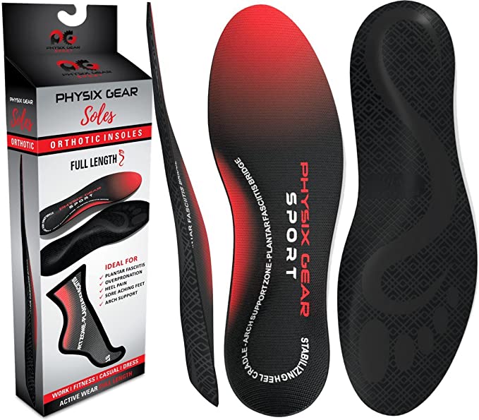 Physix Gear Sports High Arch Support Inserts – Heel Spurs & Foot Pain