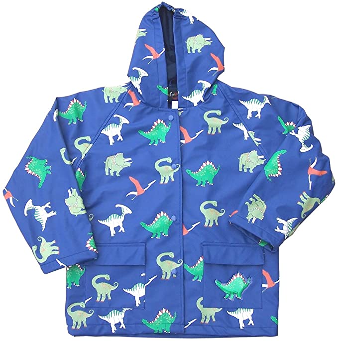 Foxfire for Kids Boys Blue Dinosaur Raincoat