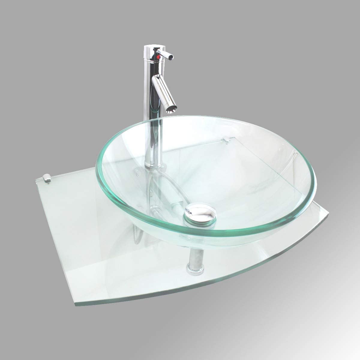 Tempered Glass Wall Mount Sink Vessel Set Tempered Glass Wall Mount Sink Vessel Set