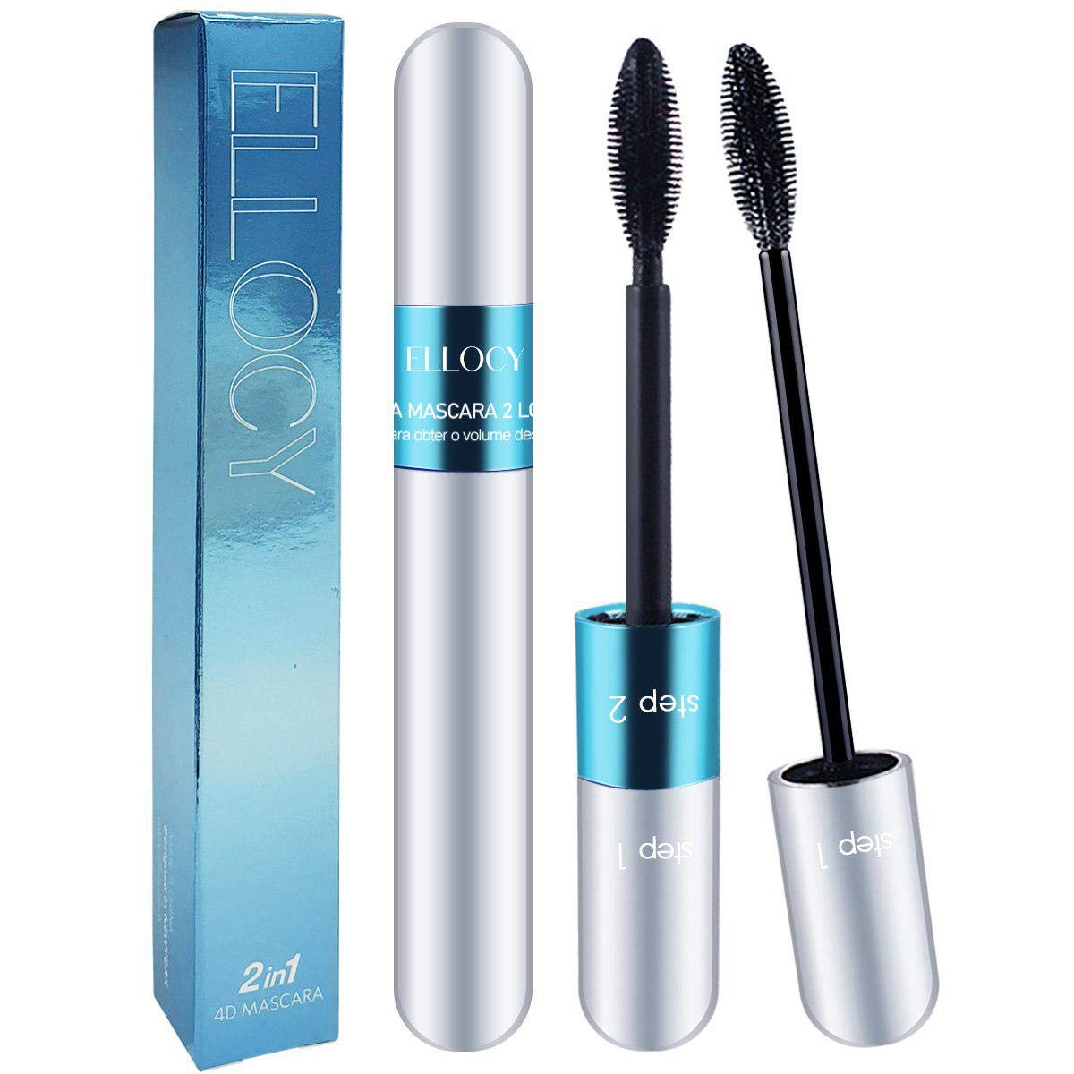 Ellocy 4D Silk Fiber Lash Mascara, 2 in 1 Mascara for Natural and Voluminous Look