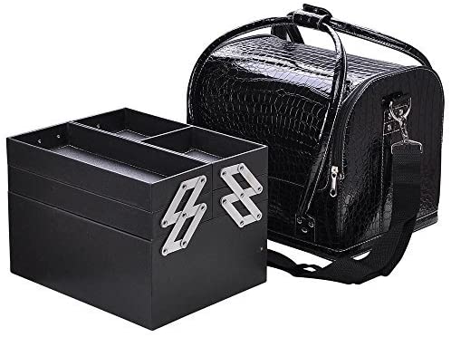 FLYMEI Professional Makeup Train Case, Large Space Make Up Artist Box Beauty Case 