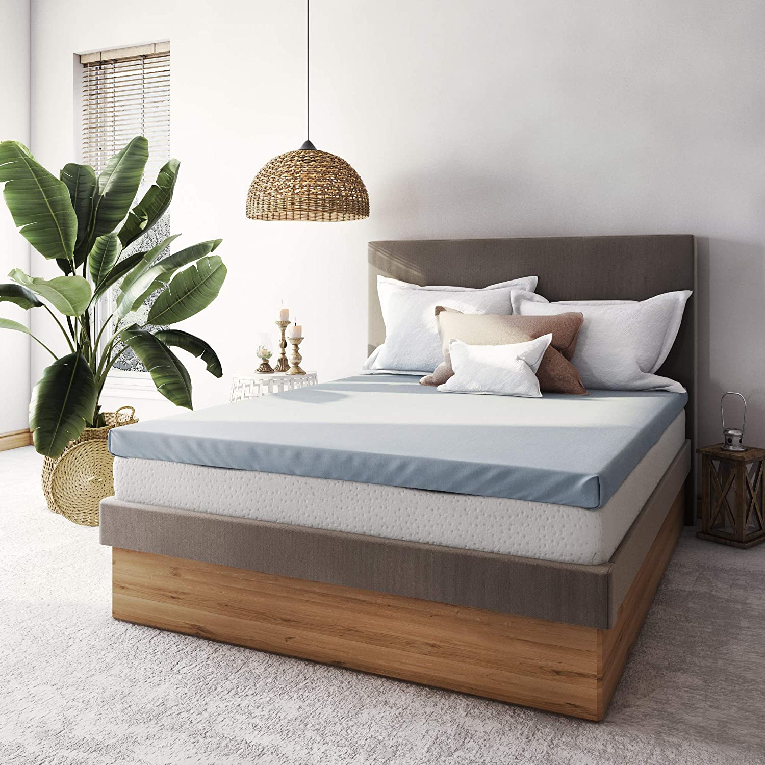 Classic Brands Cool Cloud Gel Memory Foam Mattress Topper With Free Cover, King 
