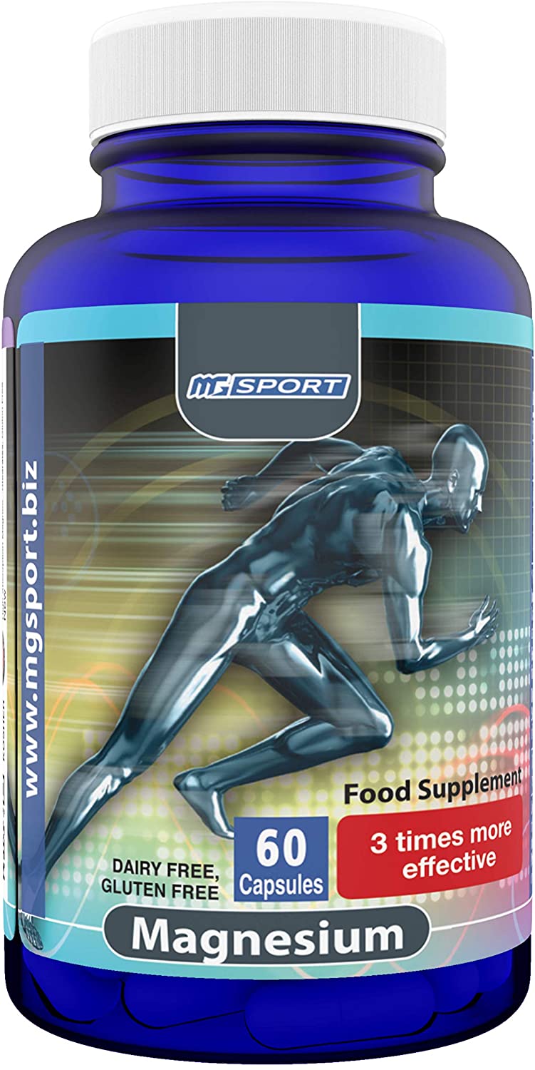 High Absorption Magnesium for Leg Cramps and Sore Muscles, Restless Leg Syndrome Relief (RLS), Muscle Relaxer with Vitamin B6, D and E, 380mg Magnesium Oxide Monohydrate, 60 Servings